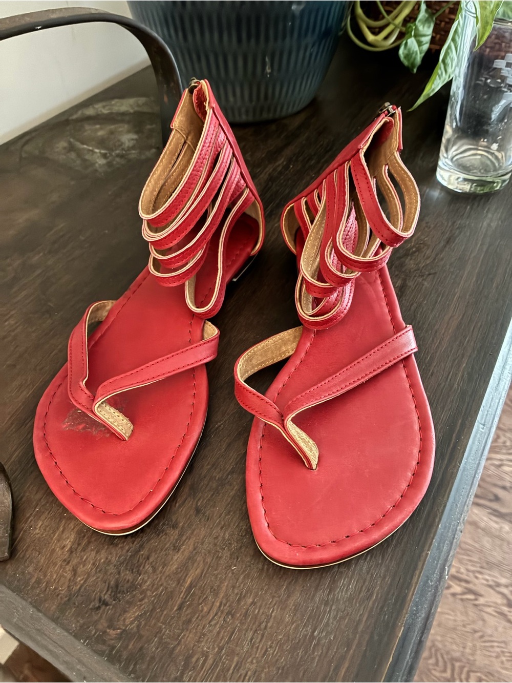 Bali ELF Red Multi-Strap Gladiator Sandals